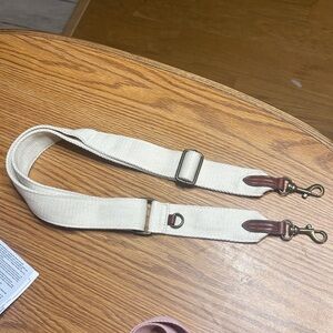 Cream Adjustable Purse Strap with Metal Buckles